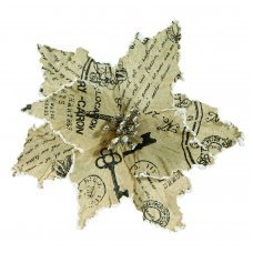 Χριστουγεννιάτικο Λουλούδι Natural-Καφέ, Λινάτσα με Μαύρα Σχέδια (25cm)